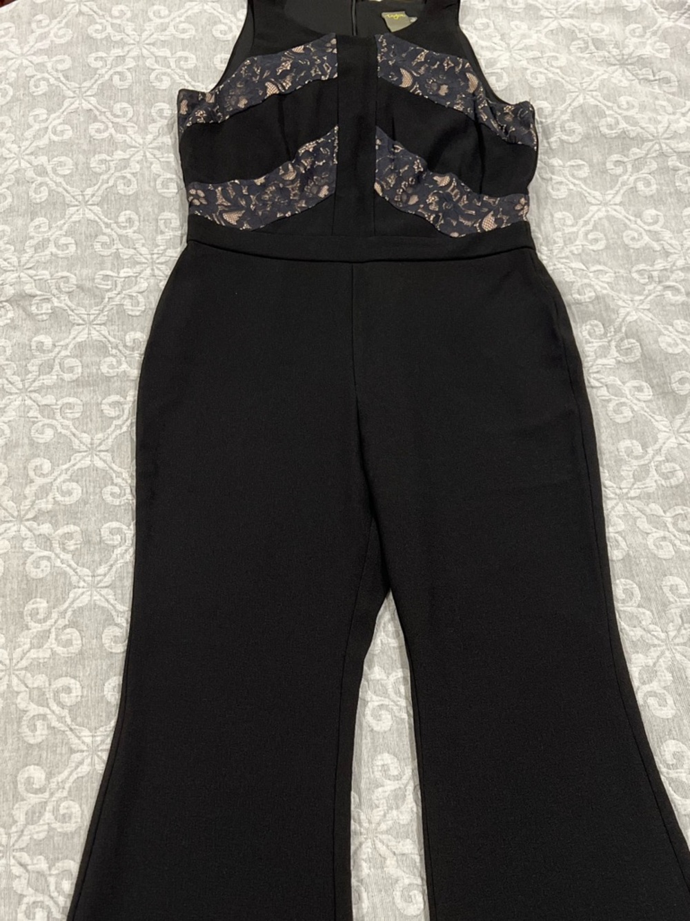 Taylor Black Lace-Panel Flare Jumpsuit - Picture 1 of 9